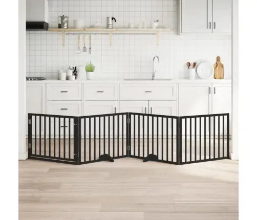 Suņu Vārti Ar Durvīm, Salokāmi, 4 Paneļi, 320 Cm, Papeles Koks Vidaxl