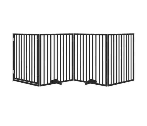 Suņu Vārti Ar Durvīm, Salokāmi, 4 Paneļi, 320 Cm, Papeles Koks Vidaxl