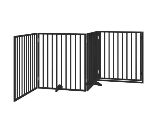 Suņu Vārti Ar Durvīm, Salokāmi, 4 Paneļi, 320 Cm, Papeles Koks Vidaxl