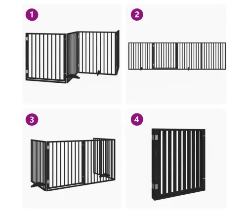 Suņu Vārti Ar Durvīm, Salokāmi, 4 Paneļi, 320 Cm, Papeles Koks Vidaxl