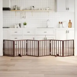 Suņu Vārti Ar Durvīm, Salokāmi, 6 Paneļi, 300 Cm, Papeles Koks Vidaxl