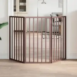 Suņu Vārti, Salokāmi, 3 Paneļi, Brūns, 150 Cm, Papeles Koks Vidaxl