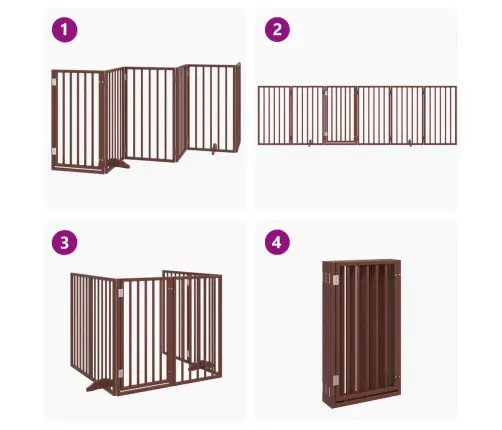 Suņu Vārti Ar Durvīm, Salokāmi, 6 Paneļi, 300 Cm, Papeles Koks Vidaxl