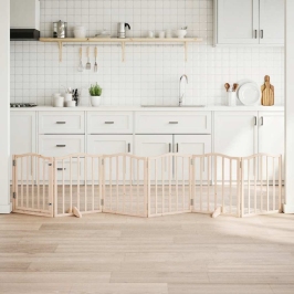 Suņu Vārti Ar Durvīm, Salokāmi, 6 Paneļi, 300 Cm, Papeles Koks Vidaxl