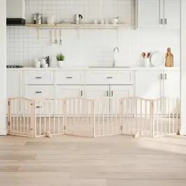 Suņu Vārti Ar Durvīm, Salokāmi, 6 Paneļi, 300 Cm, Papeles Koks Vidaxl