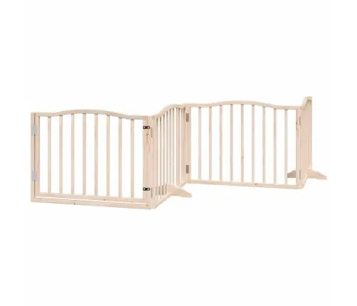 Suņu Vārti Ar Durvīm, Salokāmi, 4 Paneļi, 320 Cm, Papeles Koks Vidaxl