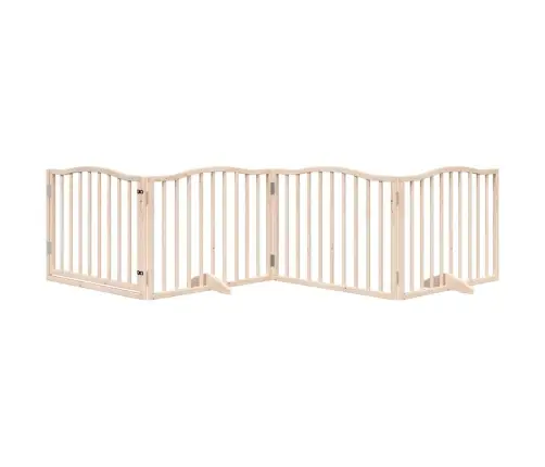 Suņu Vārti Ar Durvīm, Salokāmi, 4 Paneļi, 320 Cm, Papeles Koks Vidaxl