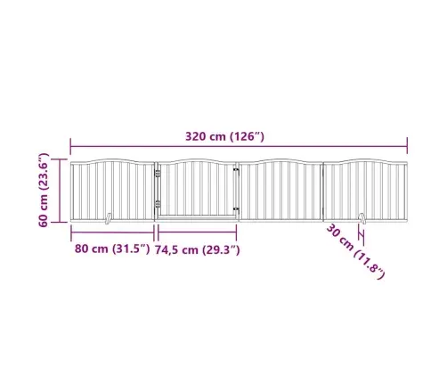 Suņu Vārti Ar Durvīm, Salokāmi, 4 Paneļi, 320 Cm, Papeles Koks Vidaxl