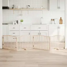 Suņu Vārti Ar Durvīm, Salokāmi, 4 Paneļi, 320 Cm, Papeles Koks Vidaxl