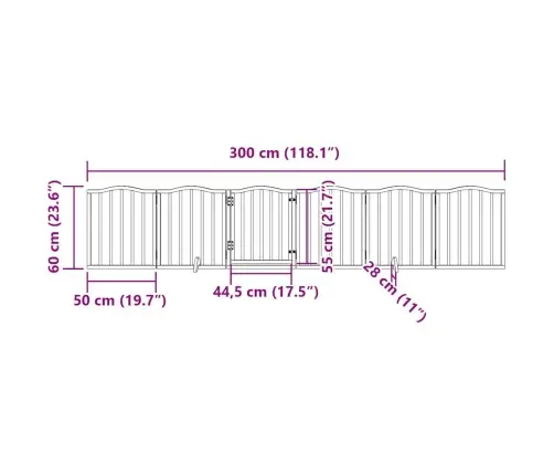 Suņu Vārti Ar Durvīm, Salokāmi, 6 Paneļi, 300 Cm, Papeles Koks Vidaxl