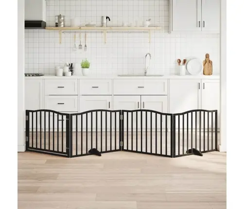 Suņu Vārti Ar Durvīm, Salokāmi, 4 Paneļi, 320 Cm, Papeles Koks Vidaxl