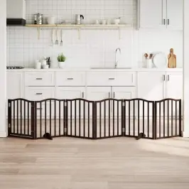 Suņu Vārti Ar Durvīm, Salokāmi, 6 Paneļi, 300 Cm, Papeles Koks Vidaxl