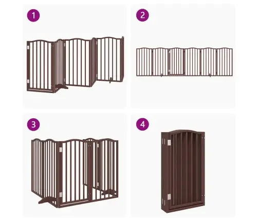 Kokkupandav Koeravärav Uksega, 6 Paneeli, Pruun Tamm, 300 Cm