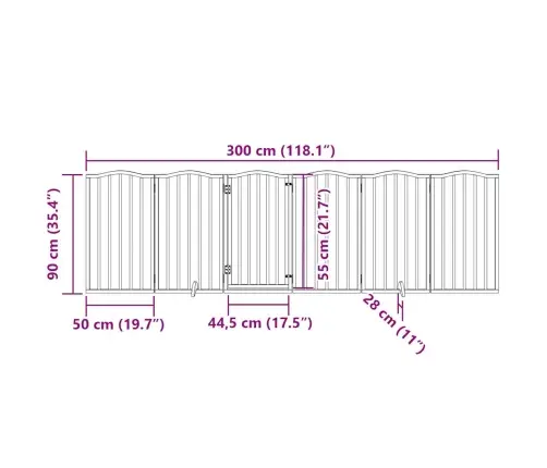 Kokkupandav Koeravärav Uksega, 6 Paneeli, Pruun Tamm, 300 Cm