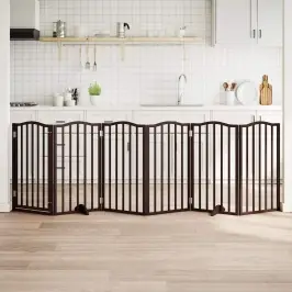 Suņu Vārti Ar Durvīm, Salokāmi, 6 Paneļi, 300 Cm, Papeles Koks Vidaxl