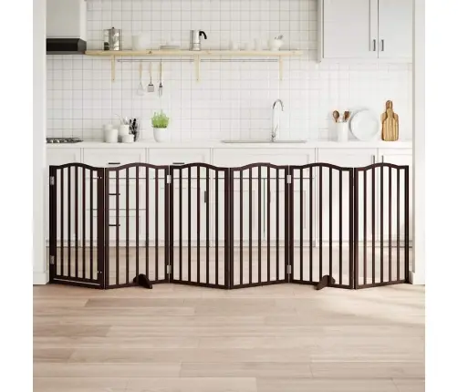 Kokkupandav Koeravärav Uksega, 6 Paneeli, Pruun Tamm, 300 Cm