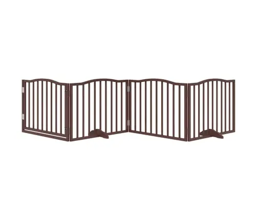 Suņu Vārti Ar Durvīm, Salokāmi, 4 Paneļi, 320 Cm, Papeles Koks Vidaxl