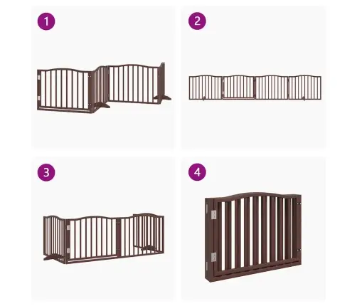 Suņu Vārti Ar Durvīm, Salokāmi, 4 Paneļi, 320 Cm, Papeles Koks Vidaxl