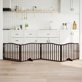 Suņu Vārti Ar Durvīm, Salokāmi, 4 Paneļi, 320 Cm, Papeles Koks Vidaxl