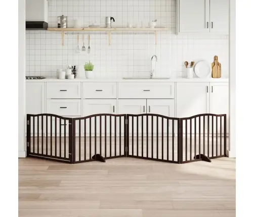 Suņu Vārti Ar Durvīm, Salokāmi, 4 Paneļi, 320 Cm, Papeles Koks Vidaxl