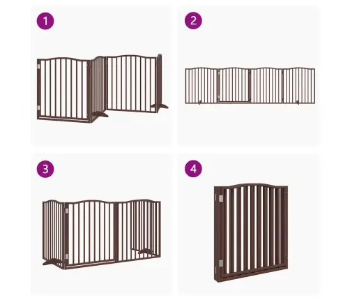 Kokkupandav Koeravärav Uksega, 4 Paneeli, Pruun Tamm, 320 Cm