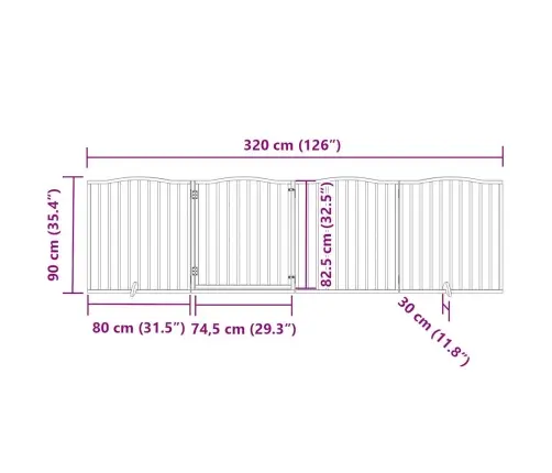 Kokkupandav Koeravärav Uksega, 4 Paneeli, Pruun Tamm, 320 Cm