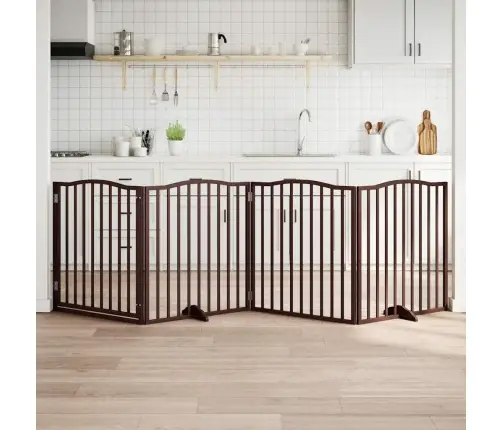 Kokkupandav Koeravärav Uksega, 4 Paneeli, Pruun Tamm, 320 Cm