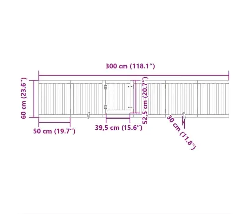Šunų Varteliai Su Sulankstomomis Durelėmis, 6 Panelės, 300 cm Tuopos Mediena