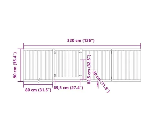 Varteliai Šunims Su Durimis, 4 Segmentai, 320cm Tuopos Mediena