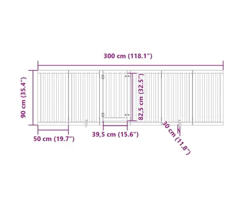 Varteliai Šunims Su Durimis, 6 Segmentai, Balti, 300cm Tuopa