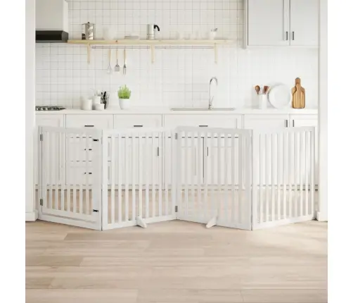 Suņu Vārti Ar Durvīm, Salokāmi, 4 Paneļi, 320 Cm, Papeles Koks Vidaxl