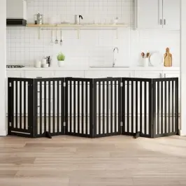 Suņu Vārti Ar Durvīm, Salokāmi, 6 Paneļi, 300 Cm, Papeles Koks Vidaxl