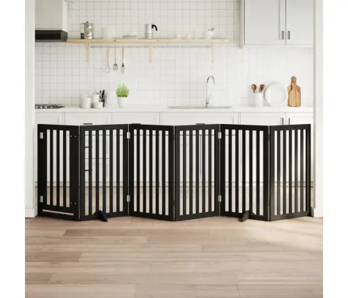 Suņu Vārti Ar Durvīm, Salokāmi, 6 Paneļi, 300 Cm, Papeles Koks Vidaxl