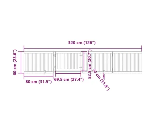 Suņu Vārti Ar Durvīm, Salokāmi, 4 Paneļi, 320 Cm, Papeles Koks Vidaxl