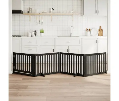 Suņu Vārti Ar Durvīm, Salokāmi, 4 Paneļi, 320 Cm, Papeles Koks Vidaxl