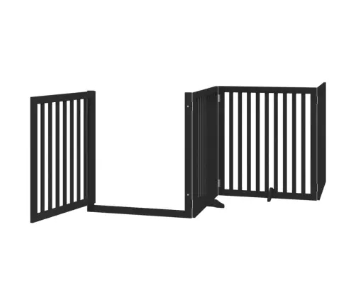 Suņu Vārti Ar Durvīm, Salokāmi, 4 Paneļi, 320 Cm, Papeles Koks Vidaxl