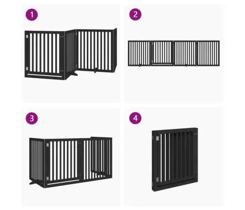 Suņu Vārti Ar Durvīm, Salokāmi, 4 Paneļi, 320 Cm, Papeles Koks Vidaxl