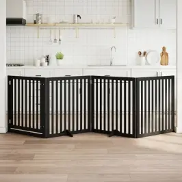 Suņu Vārti Ar Durvīm, Salokāmi, 4 Paneļi, 320 Cm, Papeles Koks Vidaxl