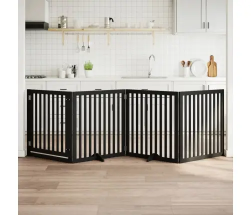 Suņu Vārti Ar Durvīm, Salokāmi, 4 Paneļi, 320 Cm, Papeles Koks Vidaxl