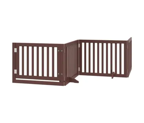 Suņu Vārti Ar Durvīm, Salokāmi, 4 Paneļi, 320 Cm, Papeles Koks Vidaxl