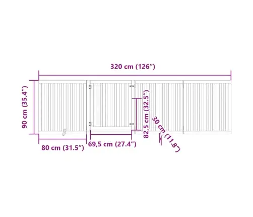 Varteliai Šunims Su Durimis, 4 Segmentai, Rudi, 320cm Tuopa