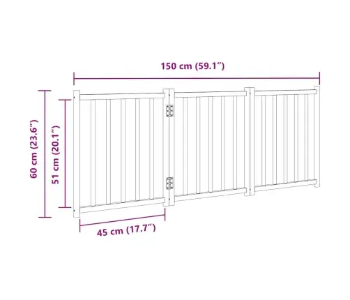 Suņu Vārti, Salokāmi, 3 Paneļi, 150 Cm, Egles Masīvkoks Vidaxl