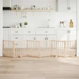 Suņu Vārti Ar Durvīm Salokāmi 6 Paneļi 300 Cm Egles Masīvkoks Vidaxl