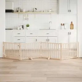 Suņu Vārti Ar Durvīm Salokāmi 4 Paneļi 320 Cm Egles Masīvkoks Vidaxl