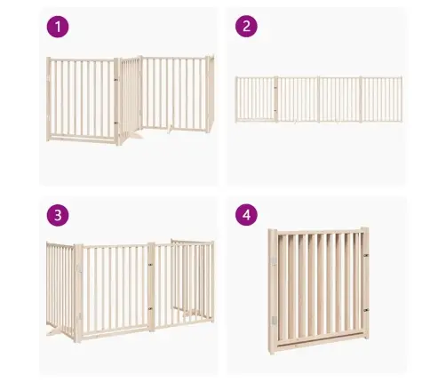 Koeravärav Uksega, Kokkupandav, 4 Paneeli, 320 cm Täispuidust, Kuusk