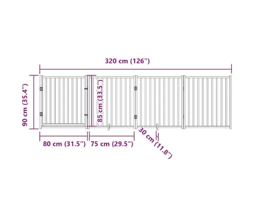 Koeravärav Uksega, Kokkupandav, 4 Paneeli, 320 cm Täispuidust, Kuusk