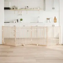 Koeravärav Uksega, Kokkupandav, 4 Paneeli, 320 cm Täispuidust, Kuusk