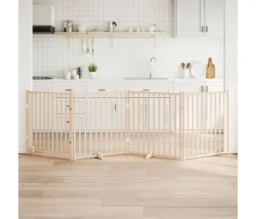 Koeravärav Uksega, Kokkupandav, 4 Paneeli, 320 cm Täispuidust, Kuusk