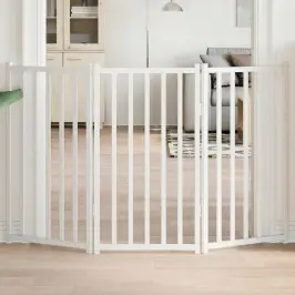 Suņu Vārti, Salokāmi, 3 Paneļi, Balti, 150 Cm, Egles Masīvkoks Vidaxl