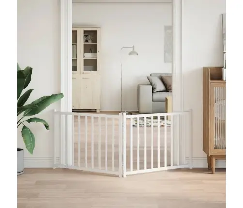 Kokkupandav Koeravärav, 2 Paneeli, Valge, 160 cm Nulupuit